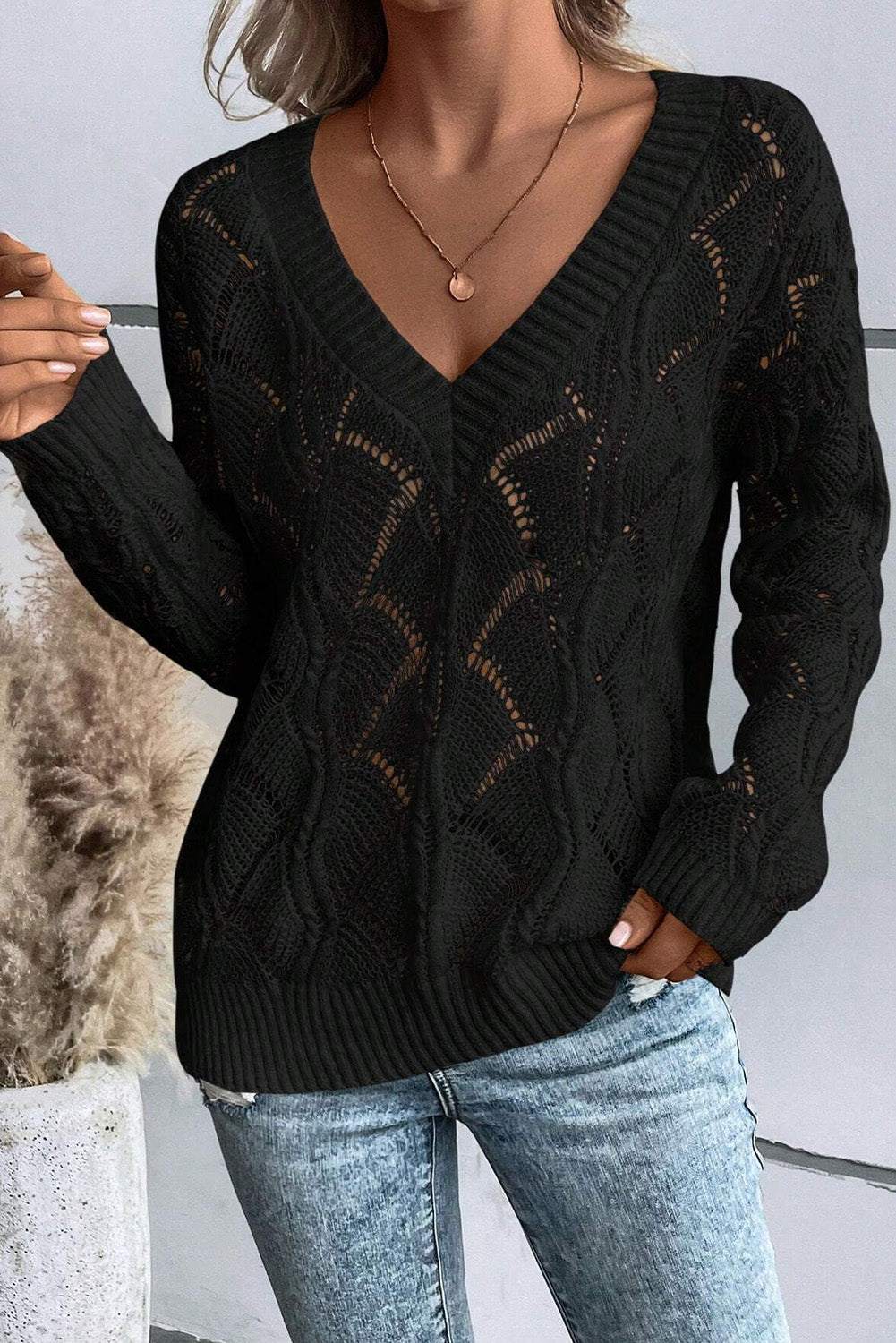 Neck Drop Shoulder Sweater