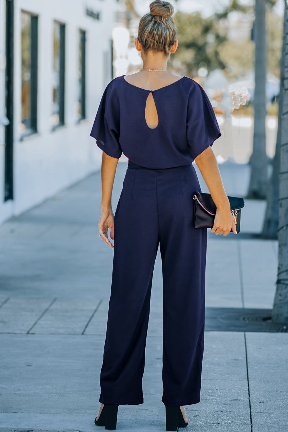 Glam Belted Wide Leg Jumpsuit