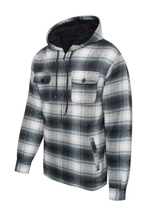Veste en flanelle doublée sherpa pour homme