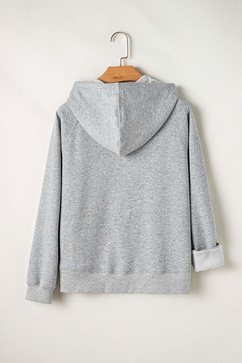 Light Grey Solid Color Fleece Lined Zip