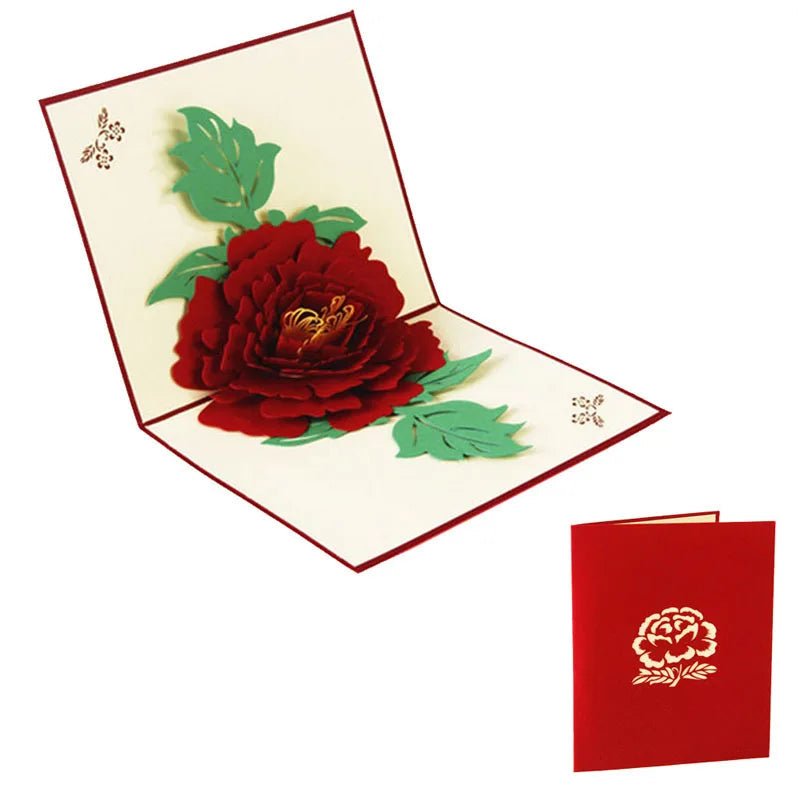 3D Greeting Card with Envelope featuring intricate flower design, ideal for special occasions and anniversaries.