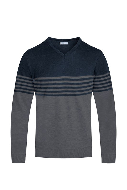 Pull en tricot à col en V pour homme Weiv