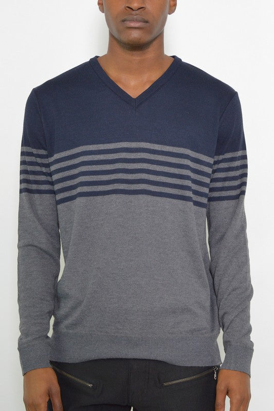 Pull en tricot à col en V pour homme Weiv