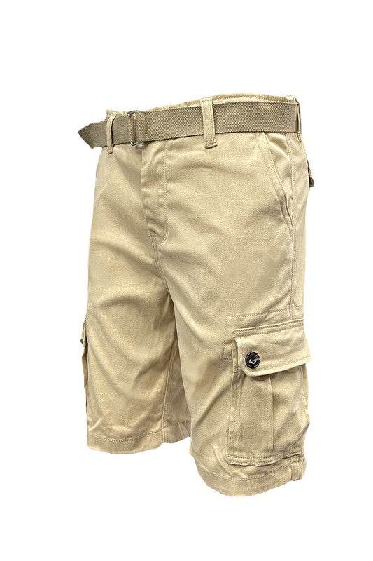 Weiv Mens Belted Cargo Shorts with Pockets