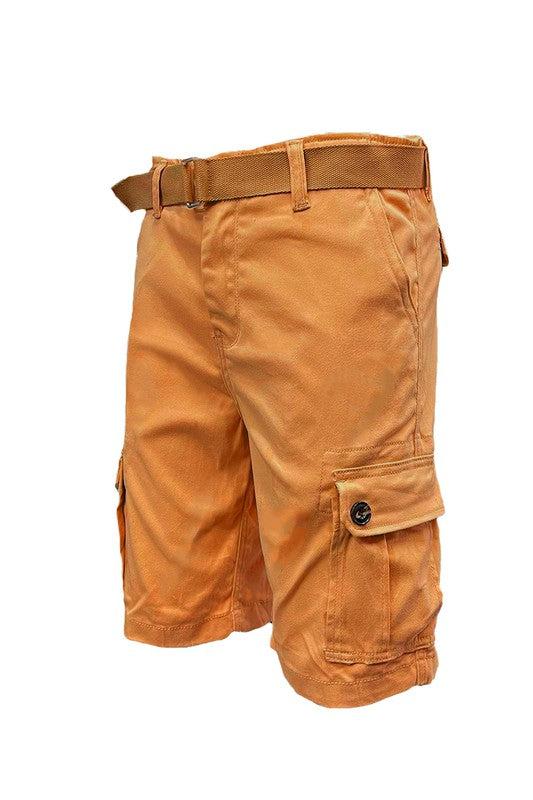 Weiv Mens Belted Cargo Shorts with Pockets