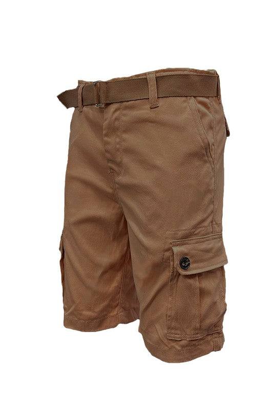 Weiv Mens Belted Cargo Shorts with Pockets