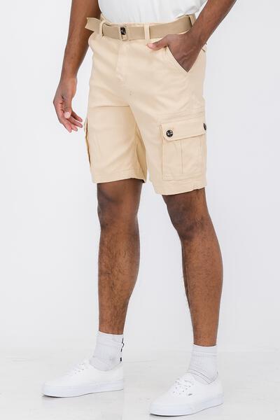 Weiv Mens Belted Cargo Shorts with Pockets