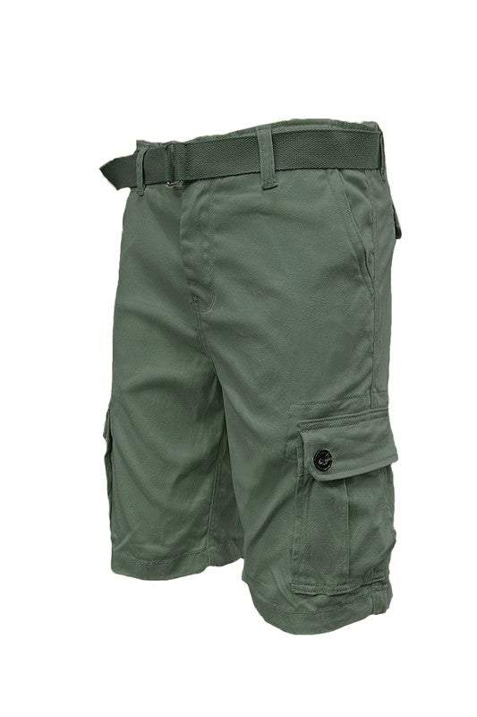 Weiv Mens Belted Cargo Shorts with Pockets