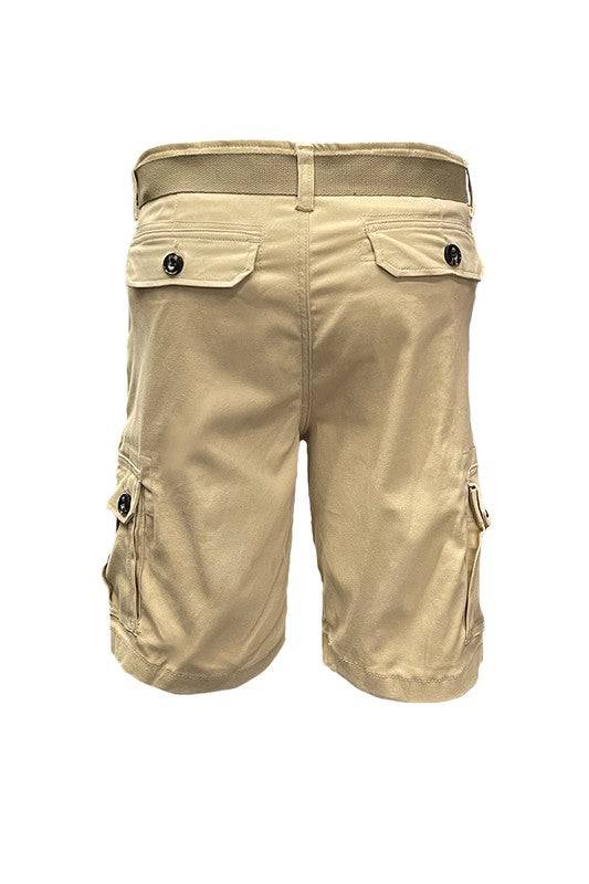 Weiv Mens Belted Cargo Shorts with Pockets