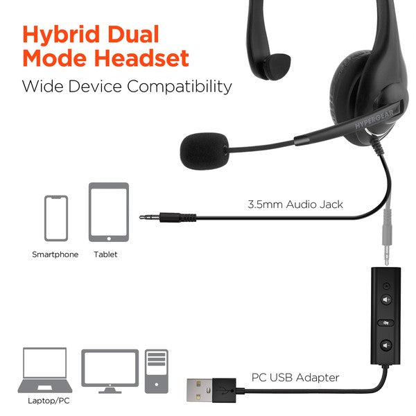 Casque filaire professionnel HyperGear V100 Office