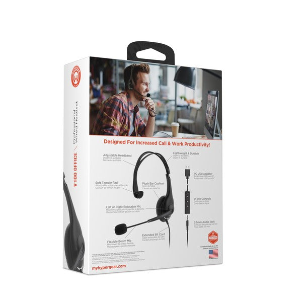 Casque filaire professionnel HyperGear V100 Office