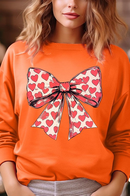 Sweat-shirt en molleton graphique avec nœud et cœur