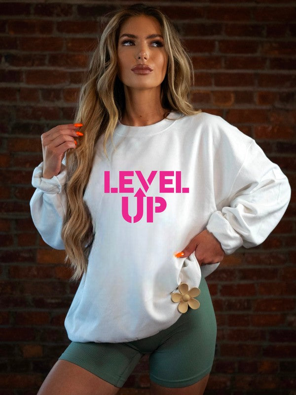 Sweat-shirt ras du cou graphique Pink Ink Level Up
