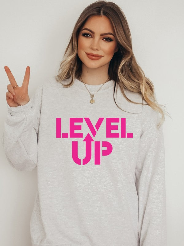 Sweat-shirt ras du cou graphique Pink Ink Level Up
