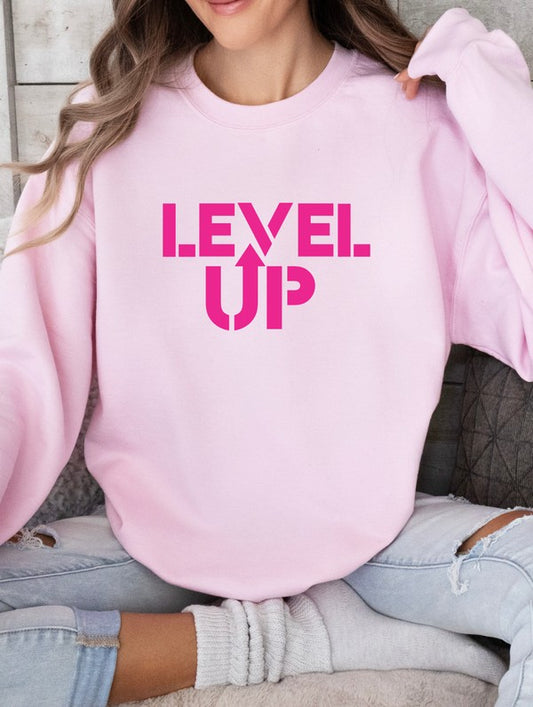 Sweat-shirt ras du cou graphique Pink Ink Level Up