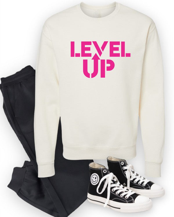 Sweat-shirt ras du cou graphique Pink Ink Level Up