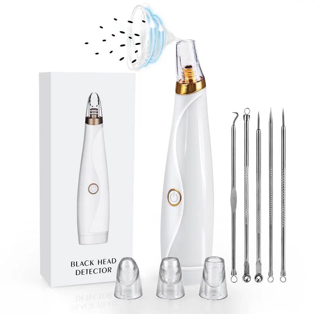 Blackhead remover pore vacuum device with suction tips and extraction tools