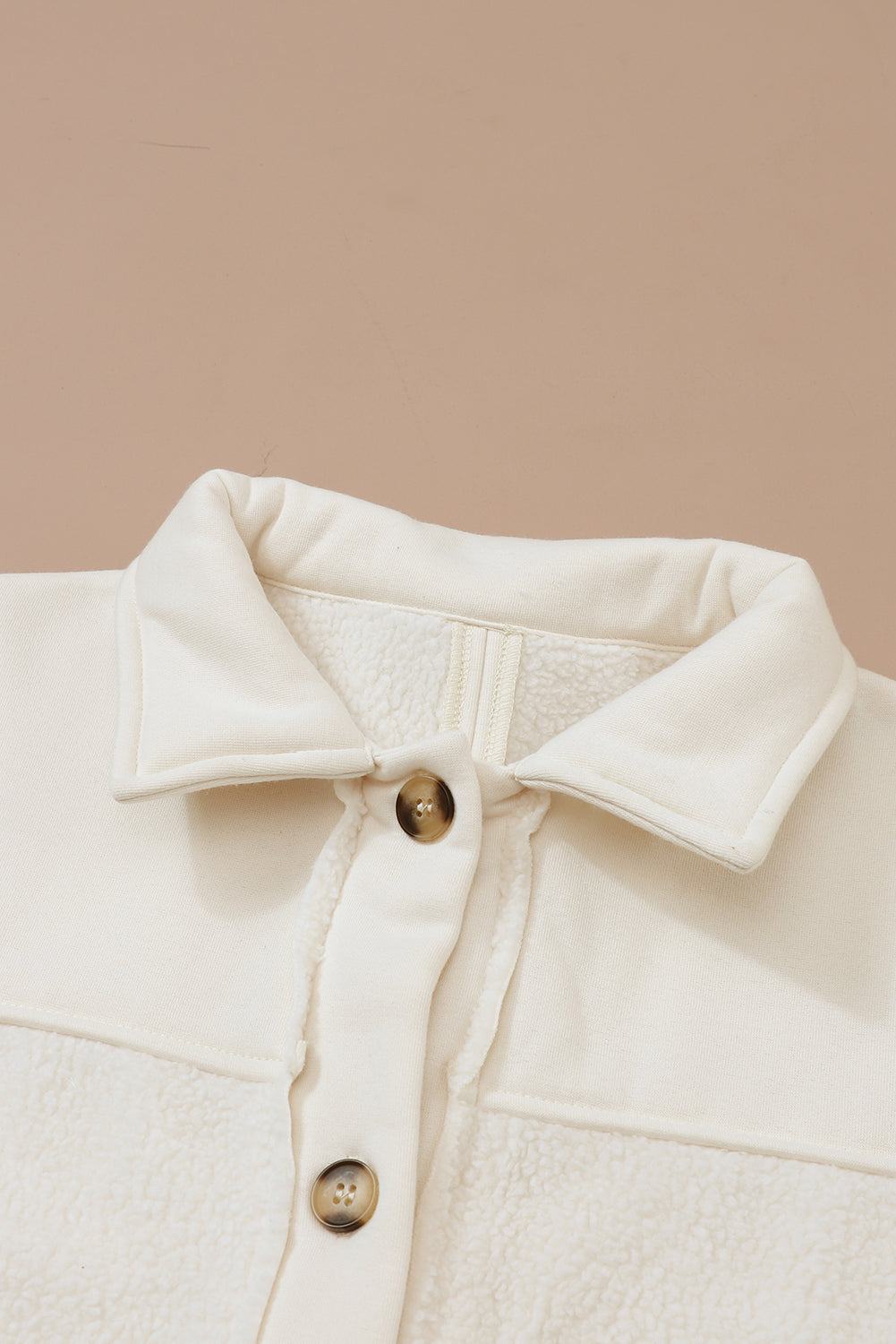 Stitching Pocket Raw Hem Shacket