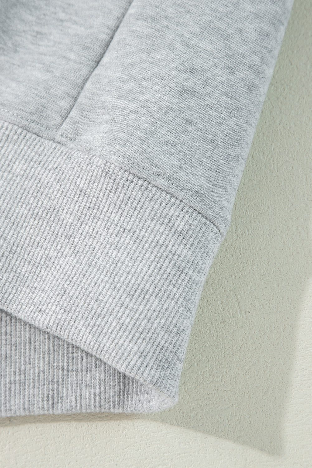 Light Grey Solid Color Fleece Lined Zip