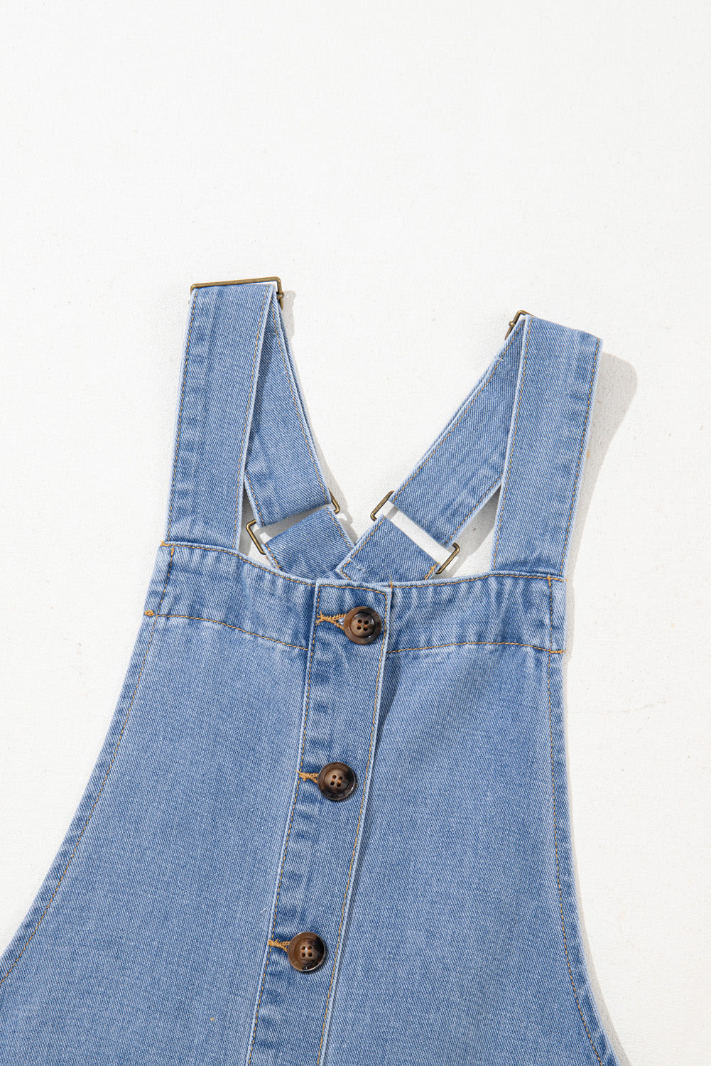 Beau Blue Wide Strap Button Front Pocketed Denim Mini Dress – Chic & Effortless Style
