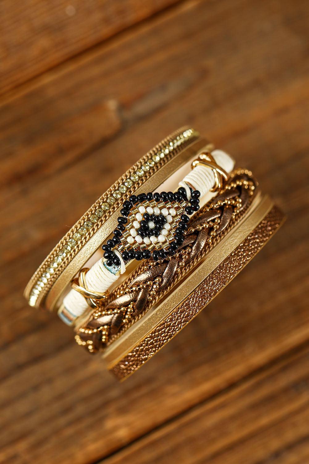 Bracelet à boucle magnétique avec perles en strass multicolores