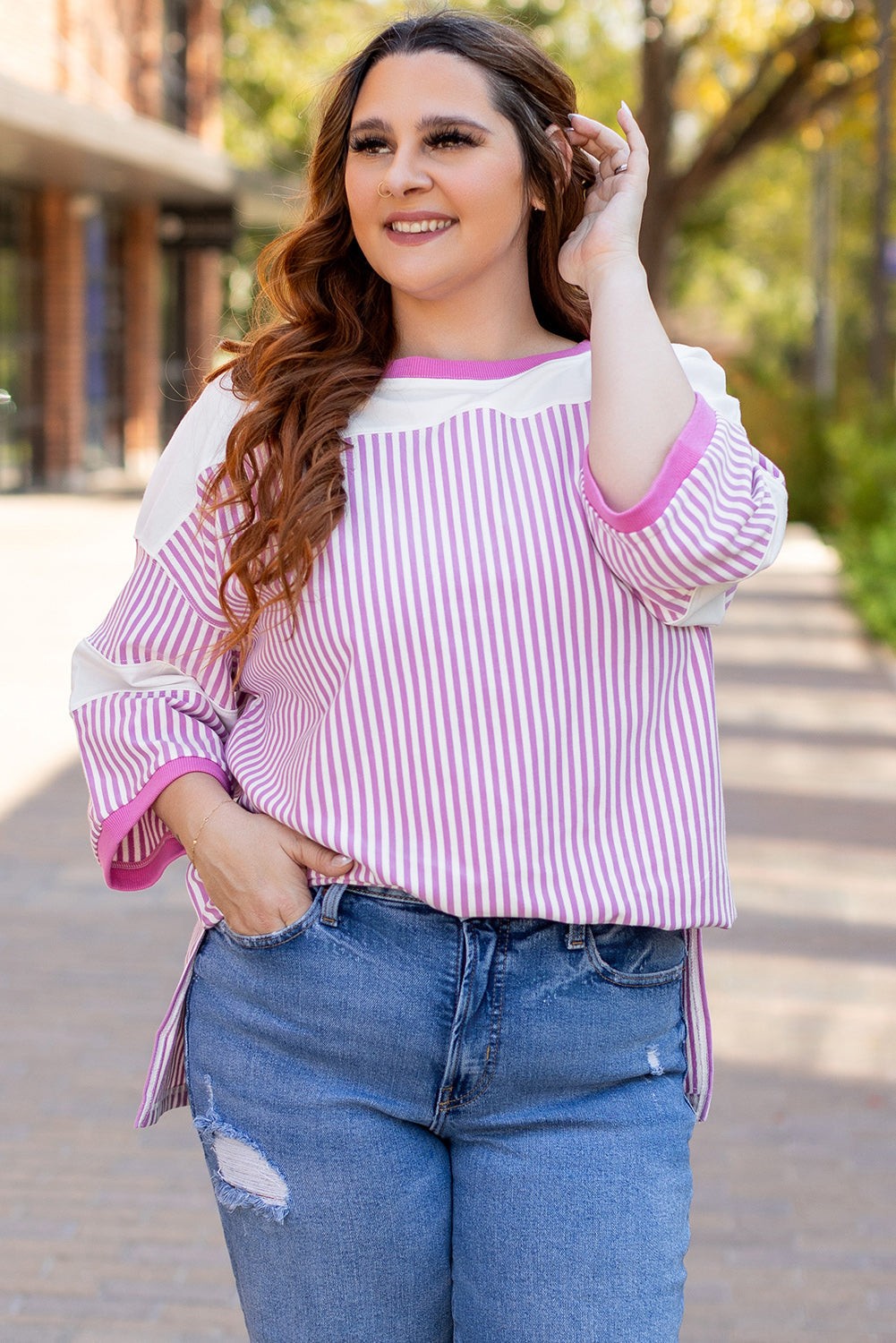 Pink Stripe Patchwork Front