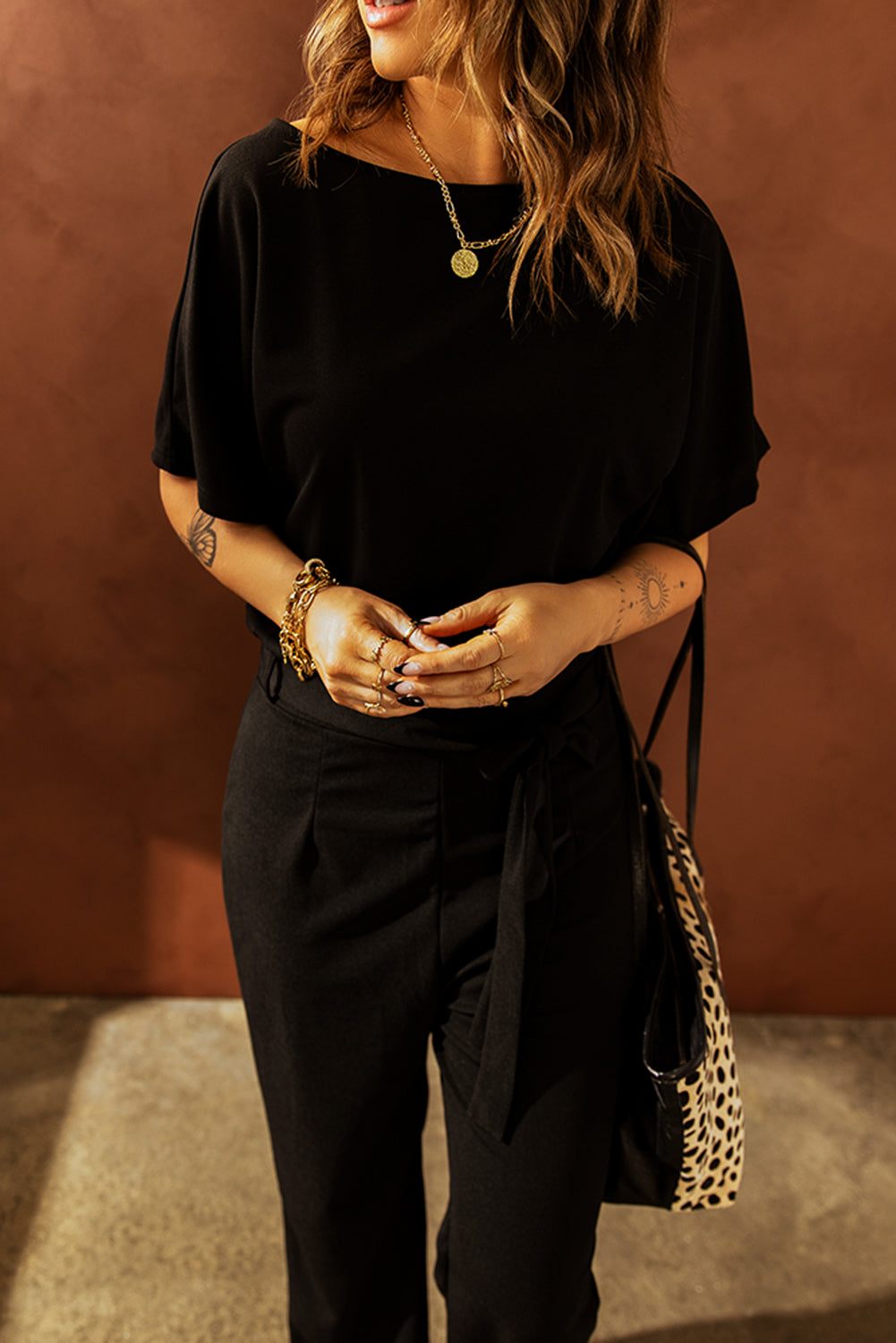 Glam Belted Wide Leg Jumpsuit