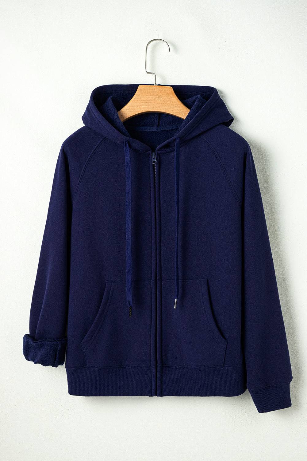 Light Grey Solid Color Fleece Lined Zip