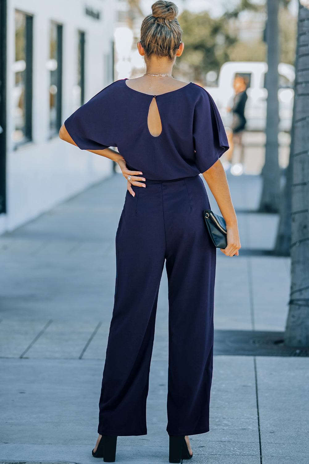 Glam Belted Wide Leg Jumpsuit