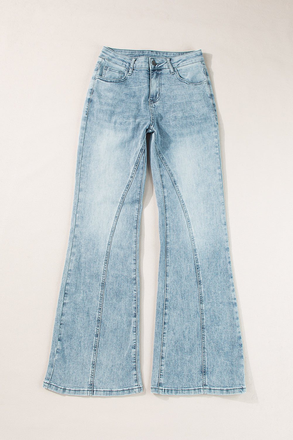 Dusk blue acid wash high waist long jeans with extra wide leg design for women