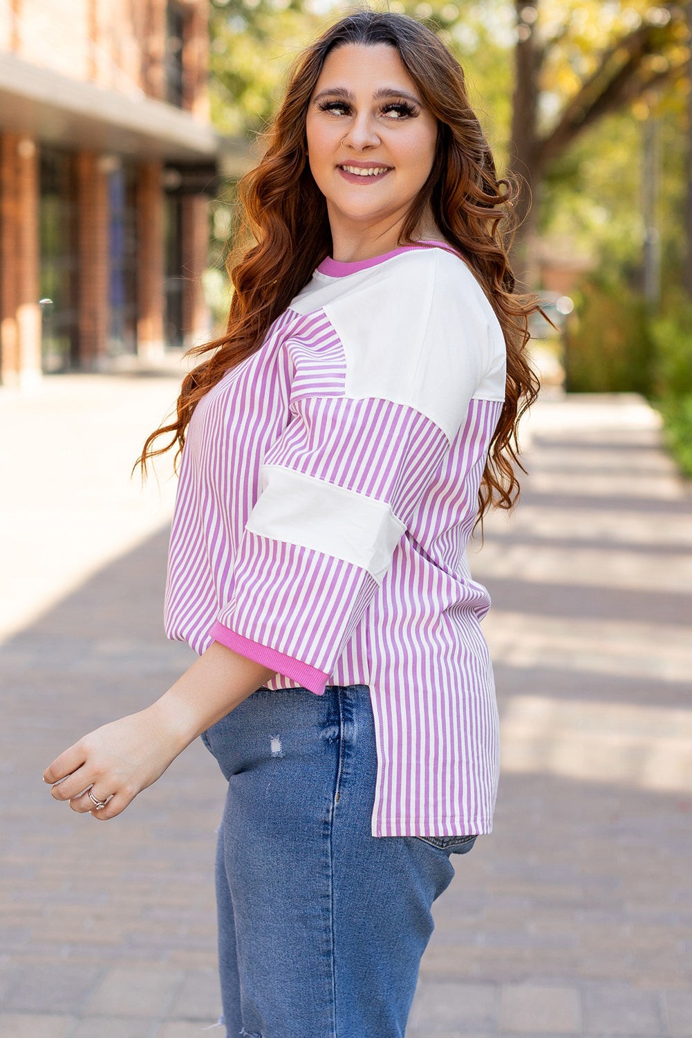Pink Stripe Patchwork Side