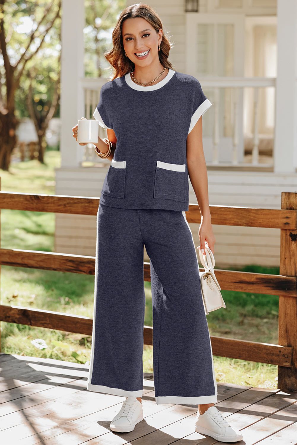 Navy Blue Color Block