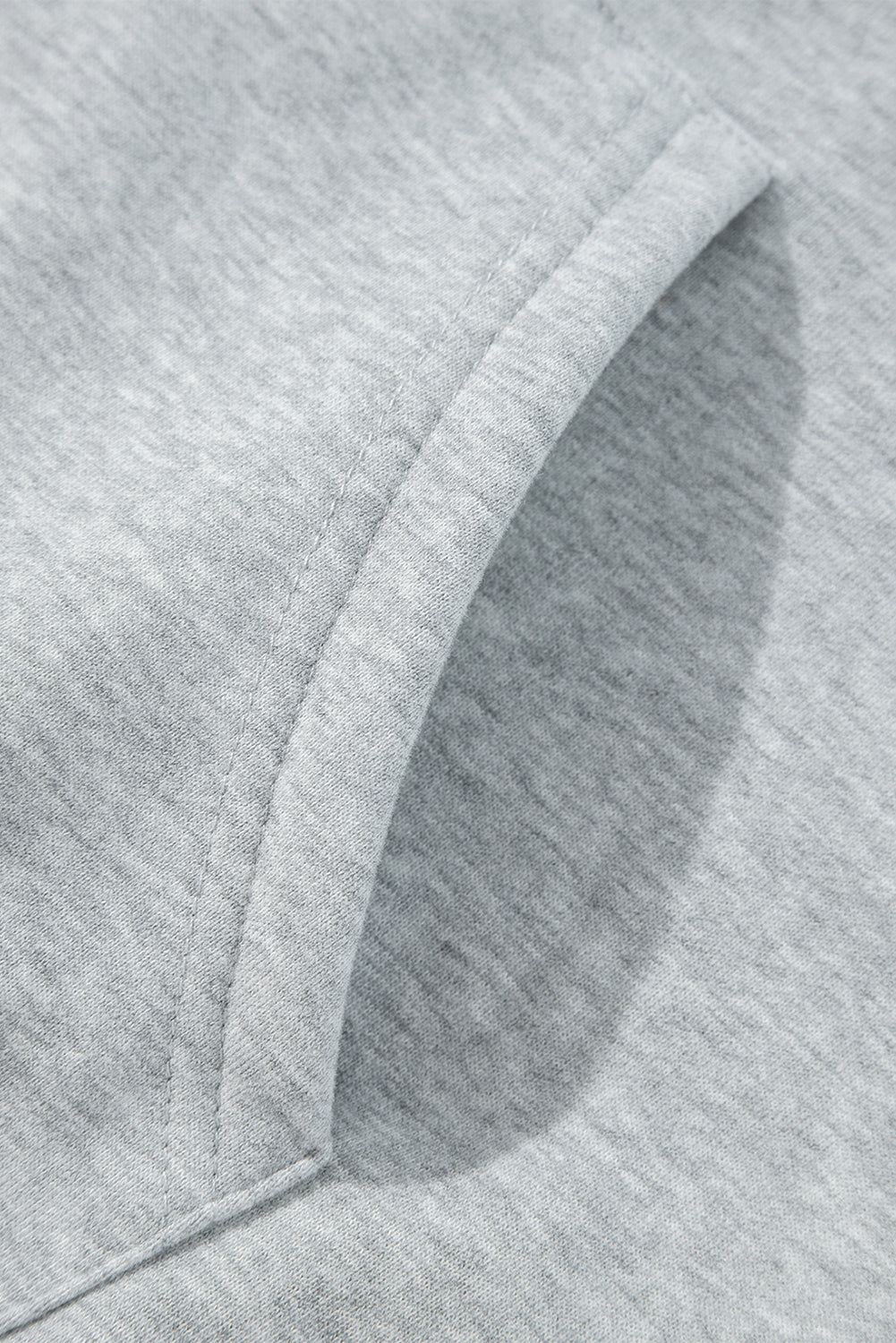 Light Grey Solid Color Fleece Lined Zip