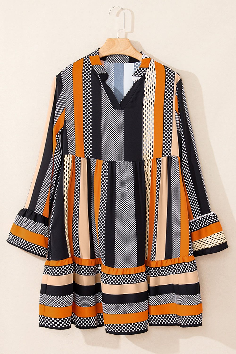 Black Striped Polka Dot Print hanger front