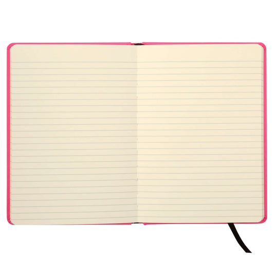 Neon Leatherette Journal, 160 Lined Paper Pages, Pink Page View