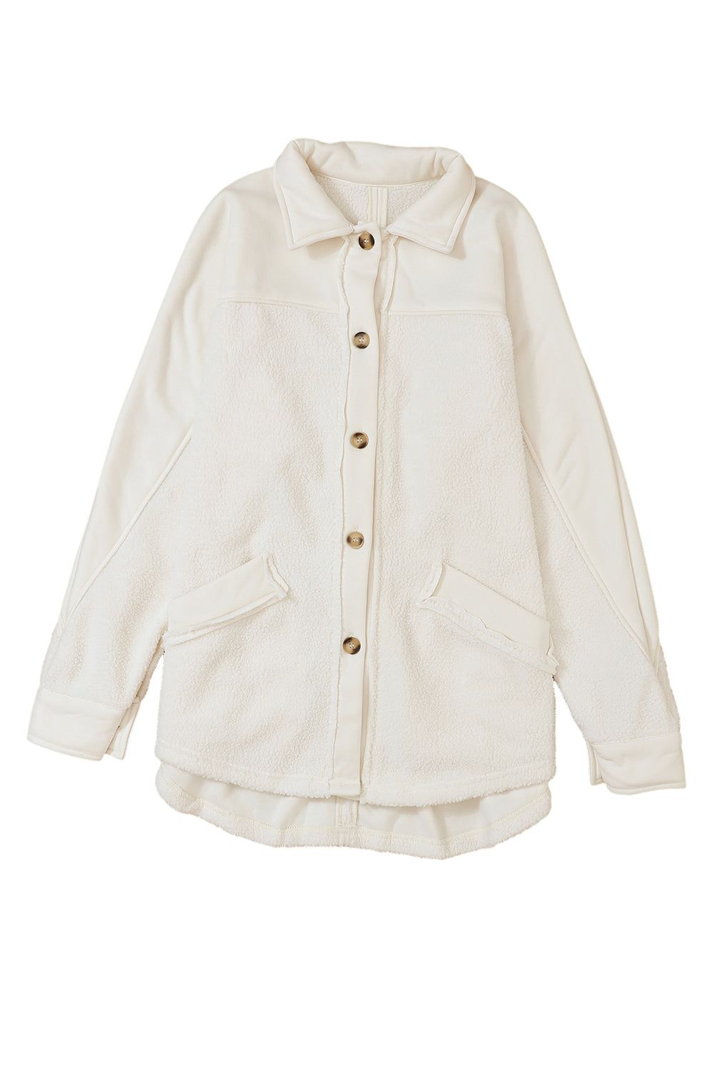 Stitching Pocket Raw Hem Shacket