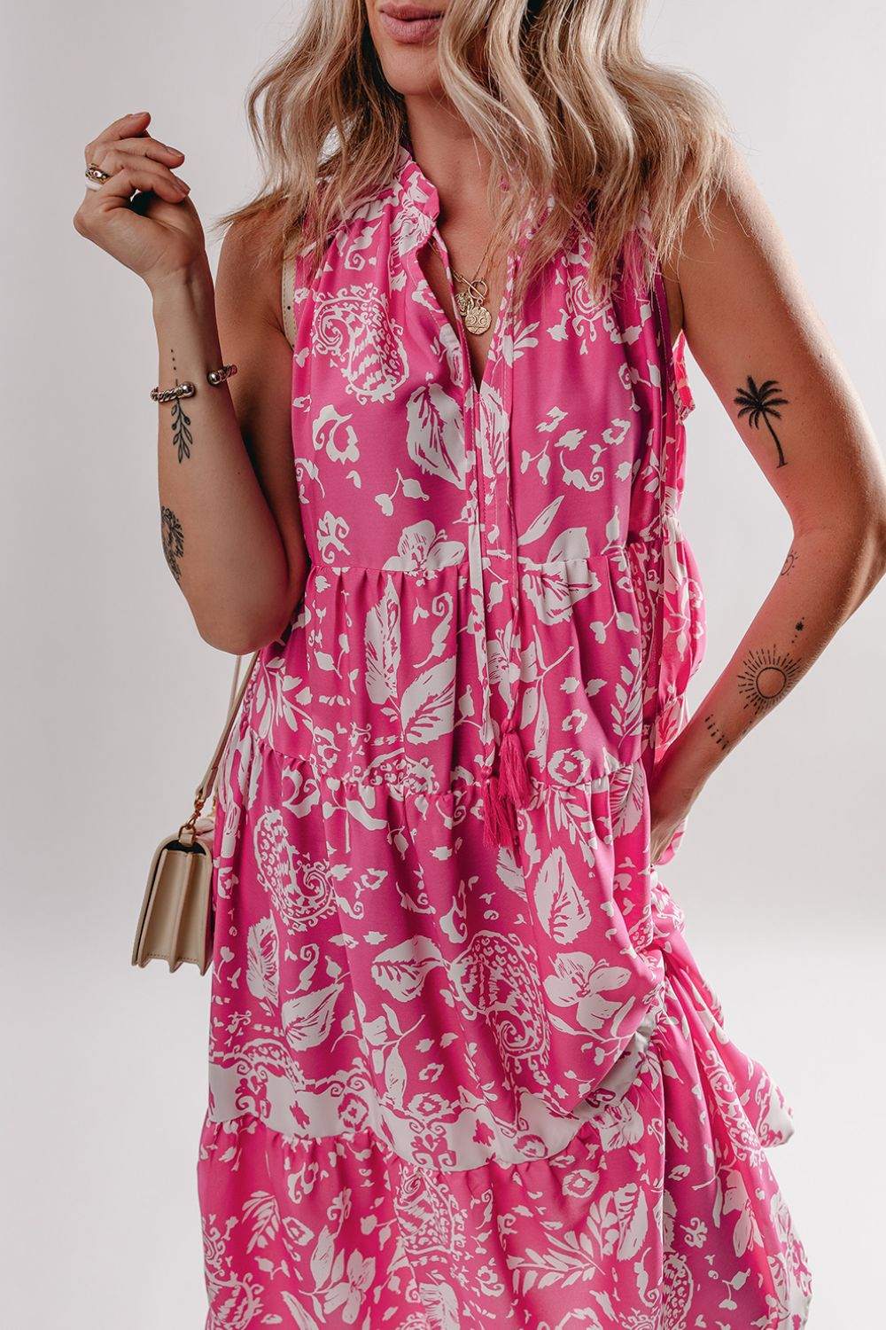 Boho Floral Dress - Movement Shot Showing Dress Flow and Drape