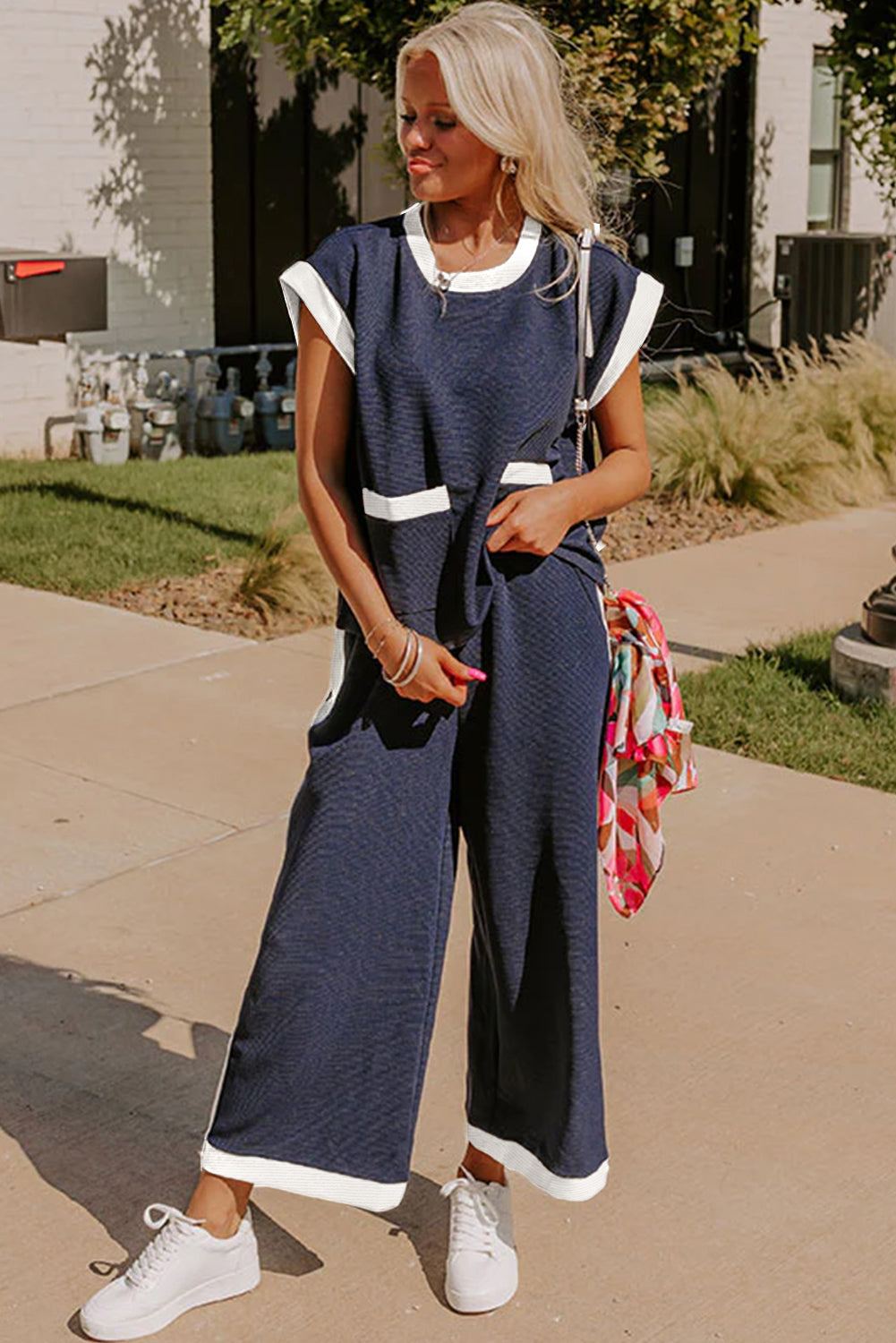 Navy Blue Color Block