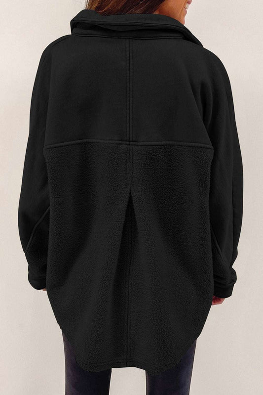 Stitching Pocket Raw Hem Shacket