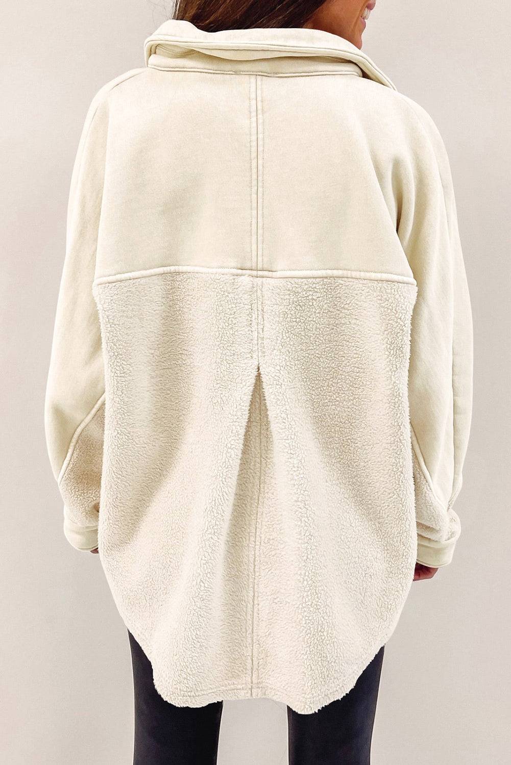 Stitching Pocket Raw Hem Shacket