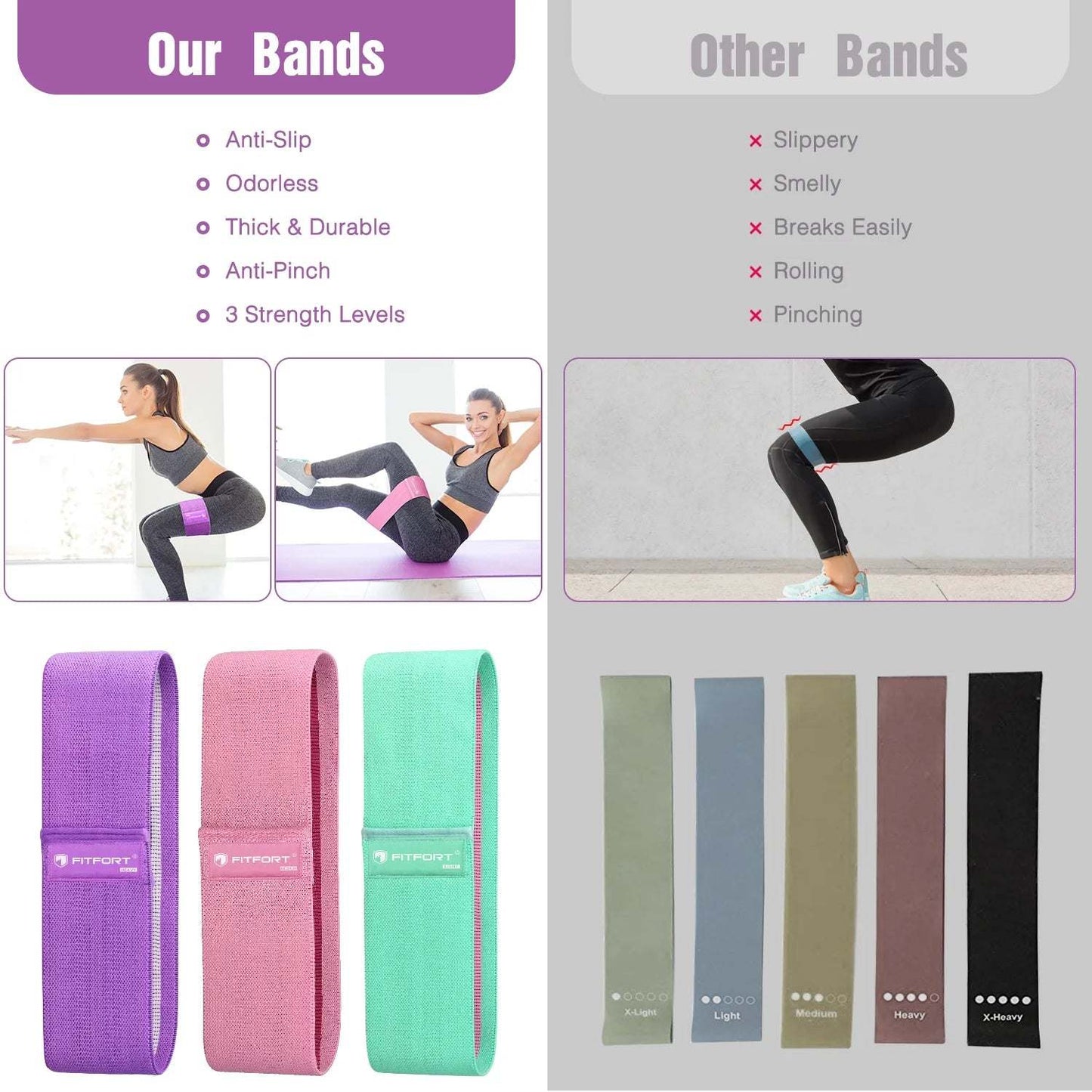 Slip Elastic Booty Bands for Women