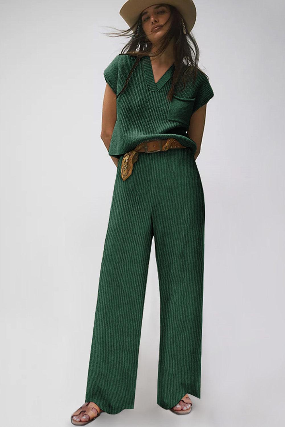 green knitwear set