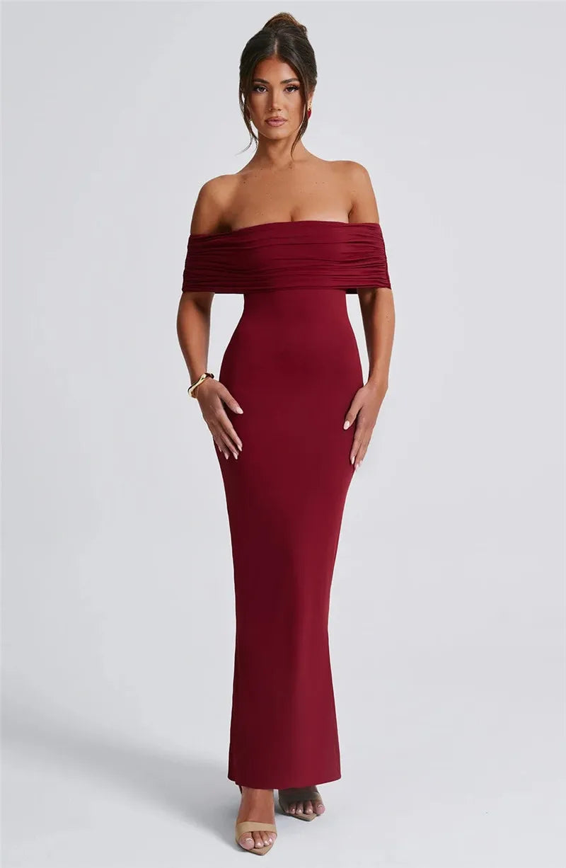 Robe longue sexy sans bretelles et dos nu, élégante