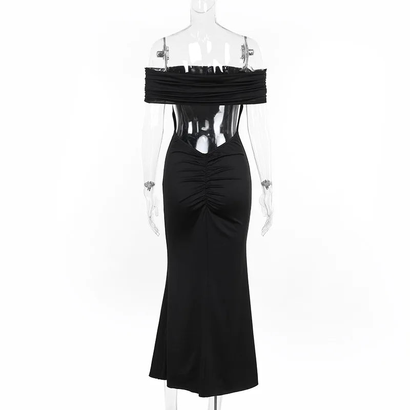 Robe longue sexy sans bretelles et dos nu, élégante