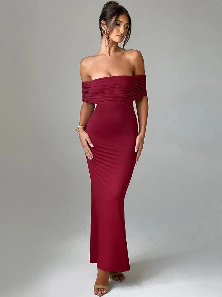 Robe longue sexy sans bretelles et dos nu, élégante