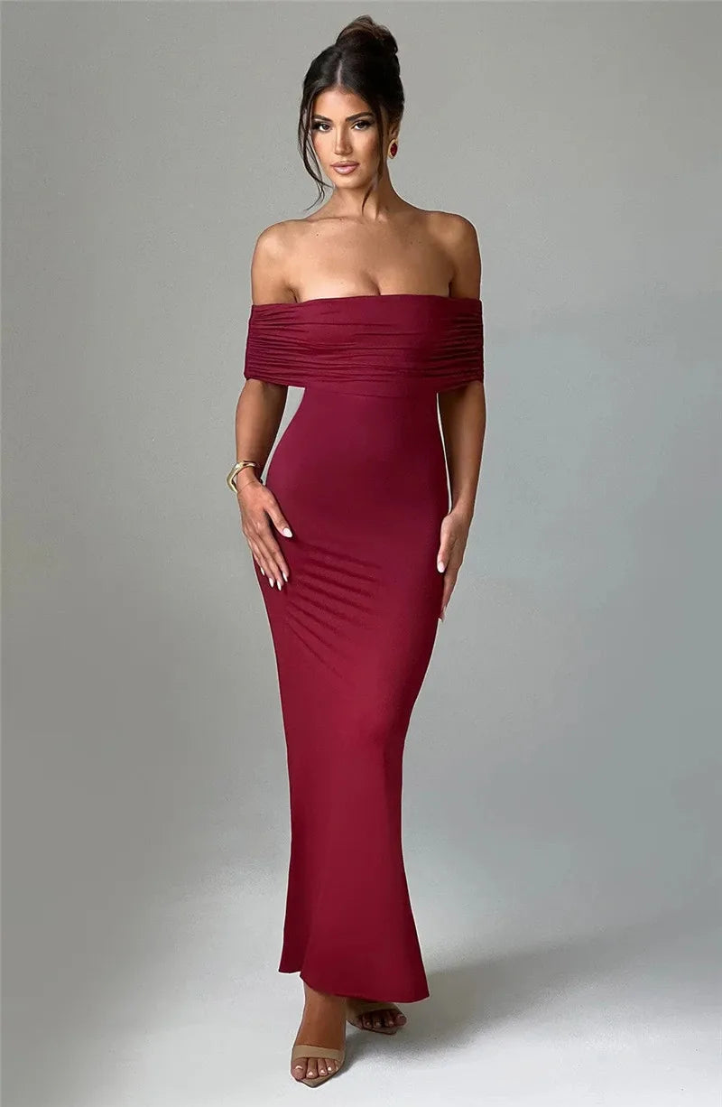 Robe longue sexy sans bretelles et dos nu, élégante