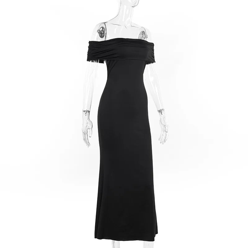 Robe longue sexy sans bretelles et dos nu, élégante