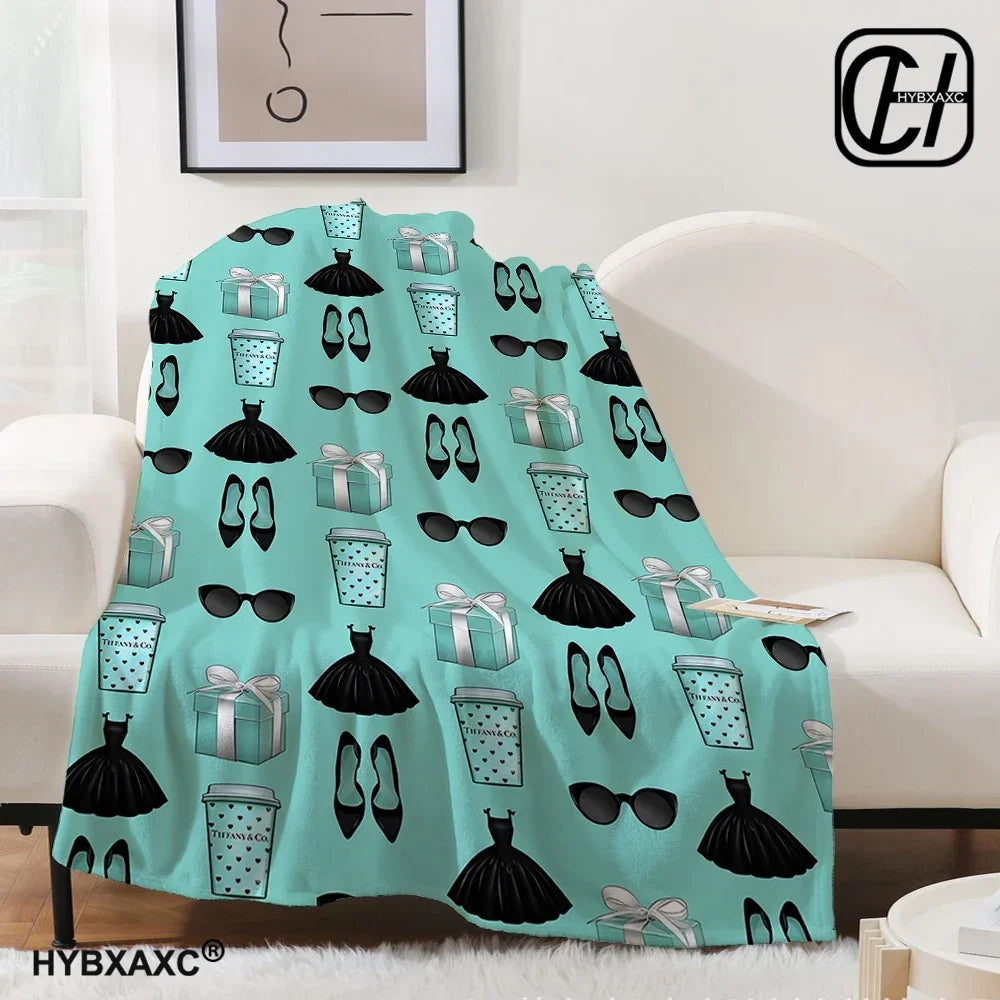 Couverture T-Tiffany Couverture en flanelle Art esthétique Couverture en flanelle bleue