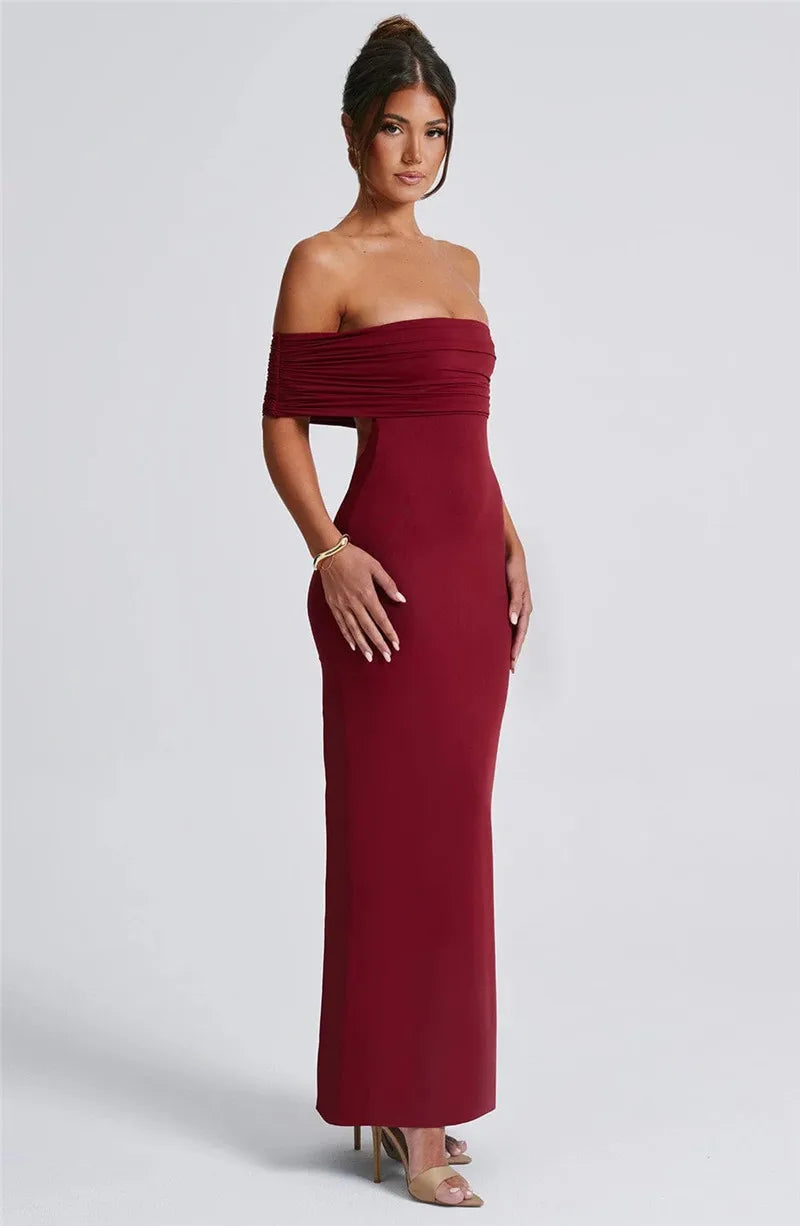 Robe longue sexy sans bretelles et dos nu, élégante