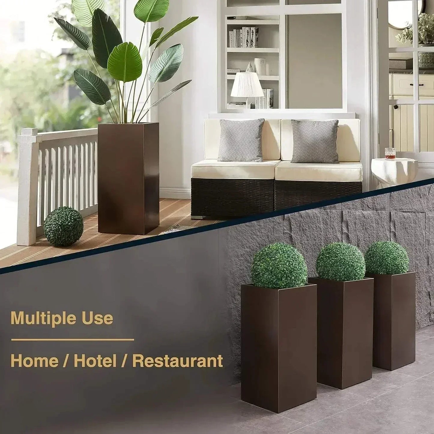 Metallic Heavy Tall Outdoor Indoor Planter Box